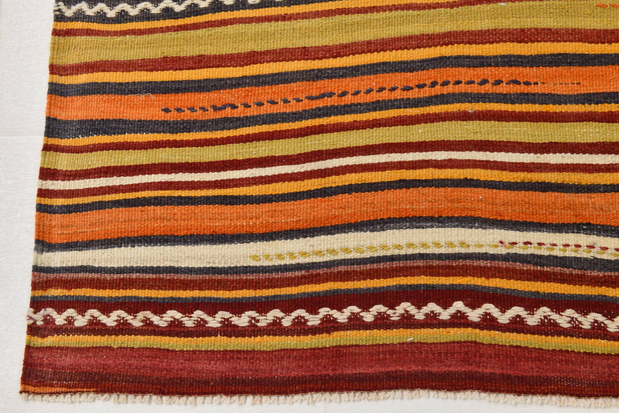 5x13 Orange Red Long Wide Vintage Kilim Rug, 149x402Cm SK 33068