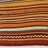 Tapis Kilim vintage long et large, orange et rouge, 5 x 13 cm, 149 x 402 cm, SK 33068