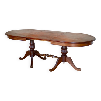 Empire style extendable dining table in solid exotic wood and mahogany veneer