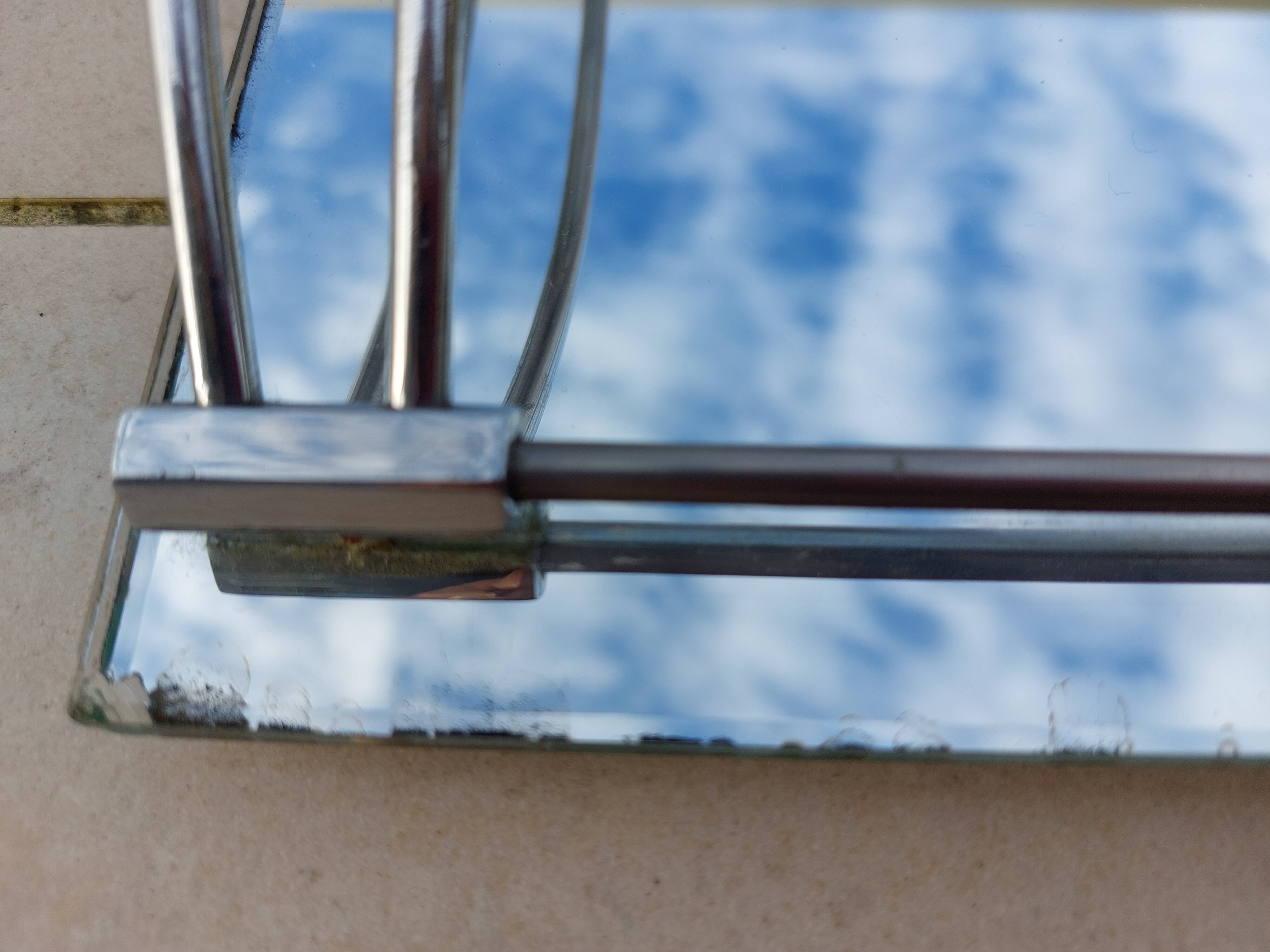 Plateau ancien miroir et chrome époque Art Déco 1930