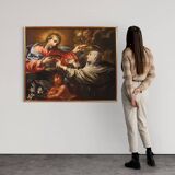 Peinture religieuse du XVIIème siècle, Sainte Catherine de Sienne choisit la couronne d'épines