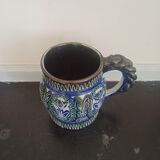 Choppe in polychrome earthenware twisted handle