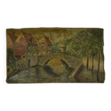 Oil painting popular art Bruges 20th century 1960