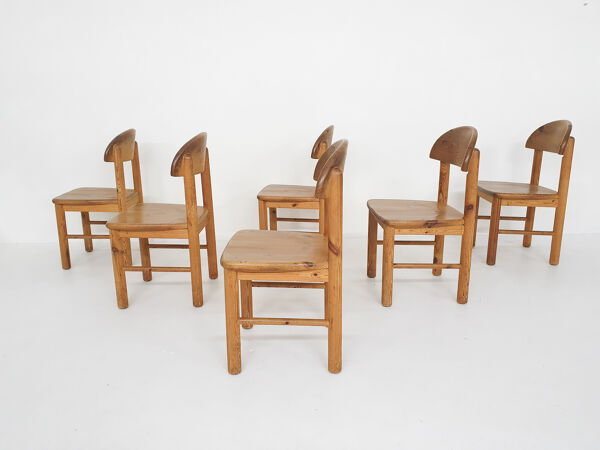 Chaises de salle à manger ensemble de 6 chaises de salle à manger en bois de pin Danemark 1970