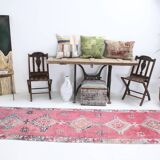 3x11 soft pink retro vintage runner rug, 89x334cm