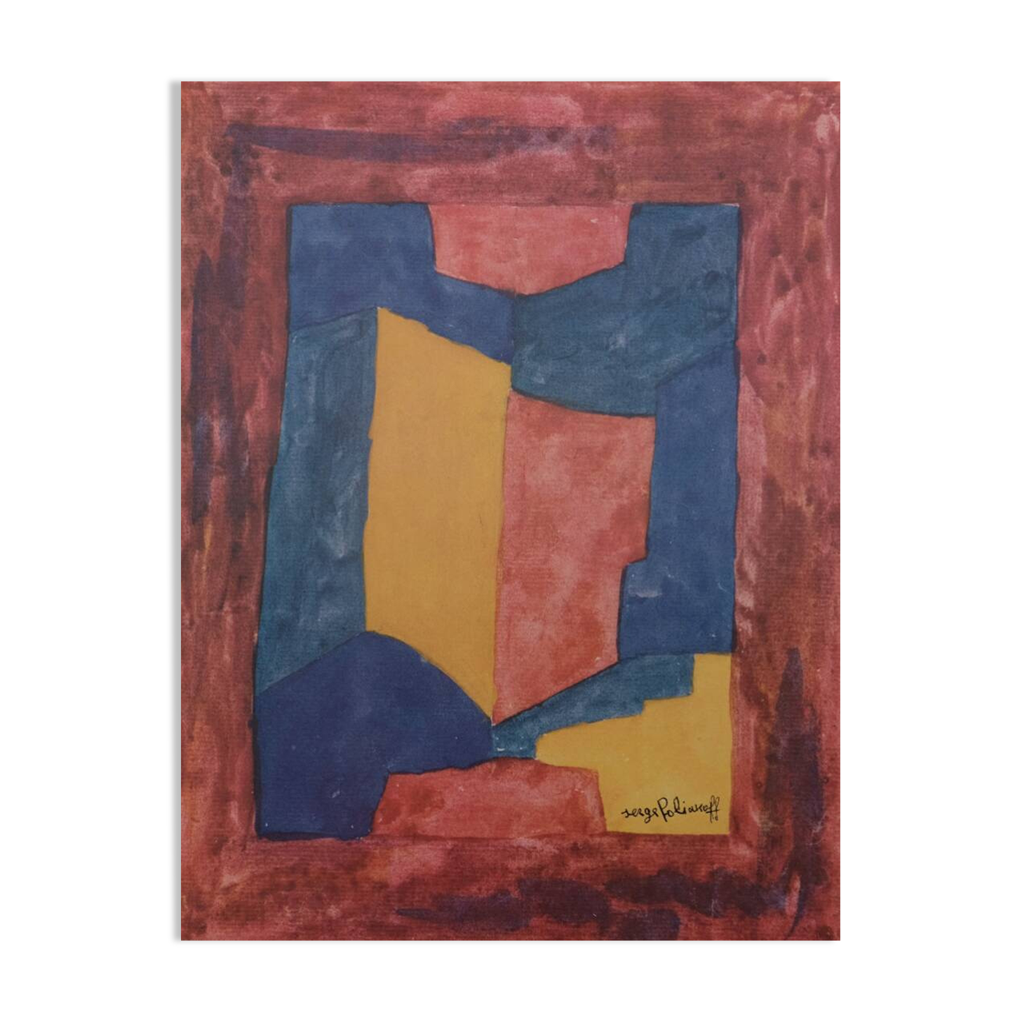 Serge poliakoff: blue, red and yellow composition - lithograph