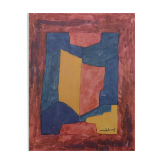 Serge poliakoff: blue, red and yellow composition - lithograph