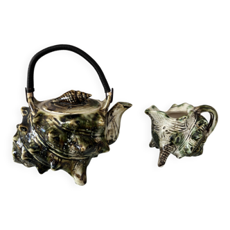 Service à thé vintage en céramique – Motif coquillage
