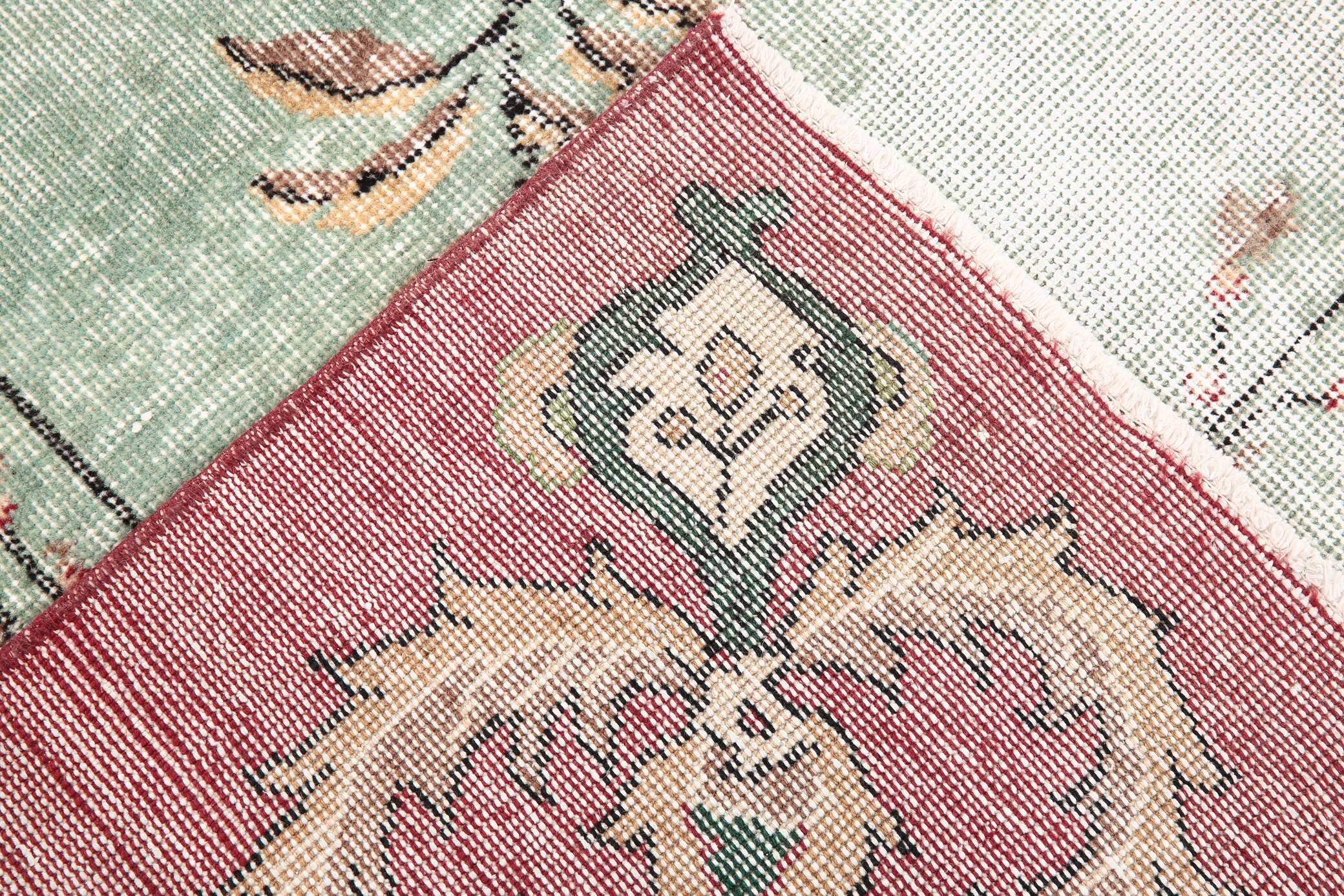 7x11 Rug For Living Room Red Green Bordered Vintage Area Rug, 215x335Cm