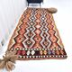 4x10 Red Green Tribal Kilim Rug 130x295Cm