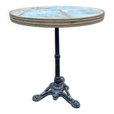 Round bistro table, cast iron legs, vintage, 1940s