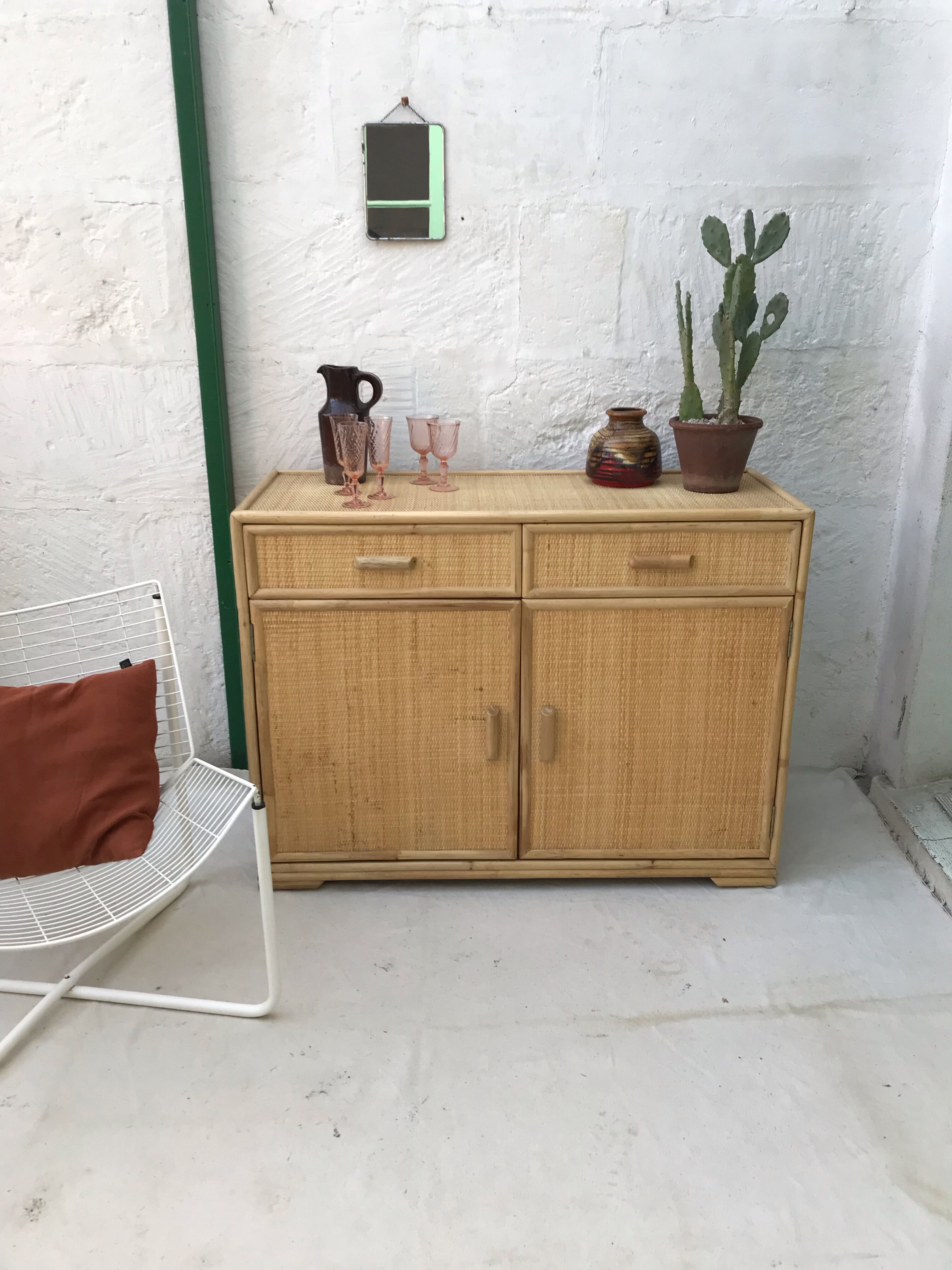 Vintage rattan sideboard