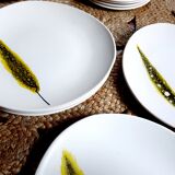 Service assiettes plume Niderviller vintage
