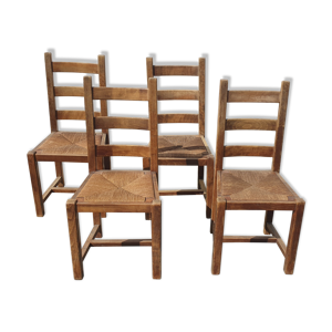 set de 4 chaises paillées