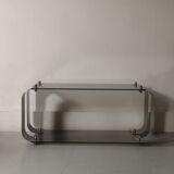 wall floor in metal and smoked glass, Donald Singer 1970