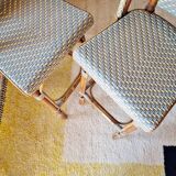 Vintage Gaty bar stools in two-tone rattan and caning.