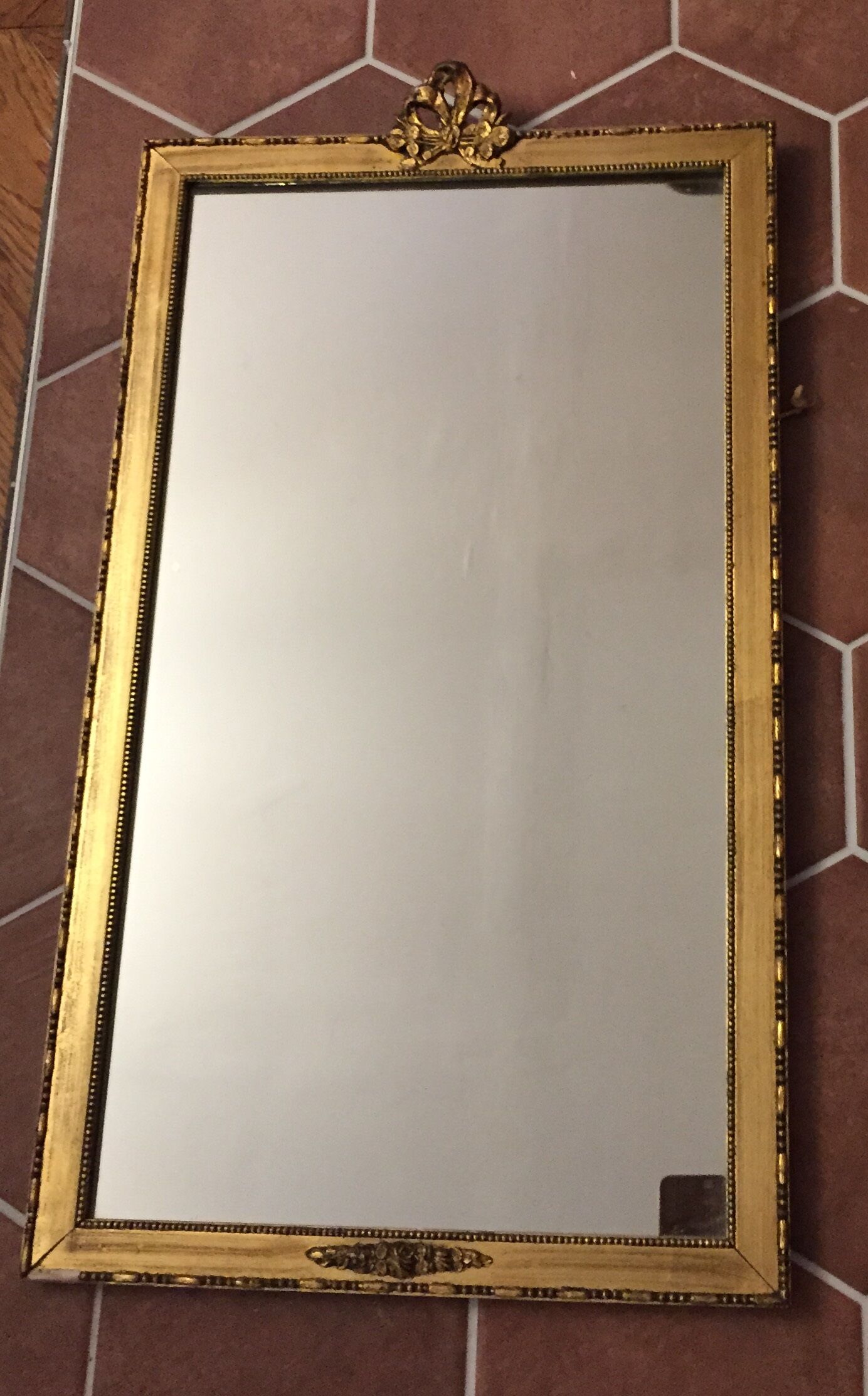 Rectangular mirror wooden gold 67 x 37 cm