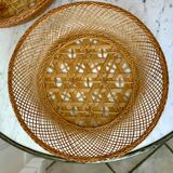 Trio of nesting baskets in woven wicker from the 70s