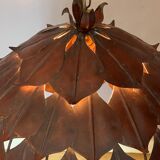 1970s metal chandelier Hans Kogl leaf patterns