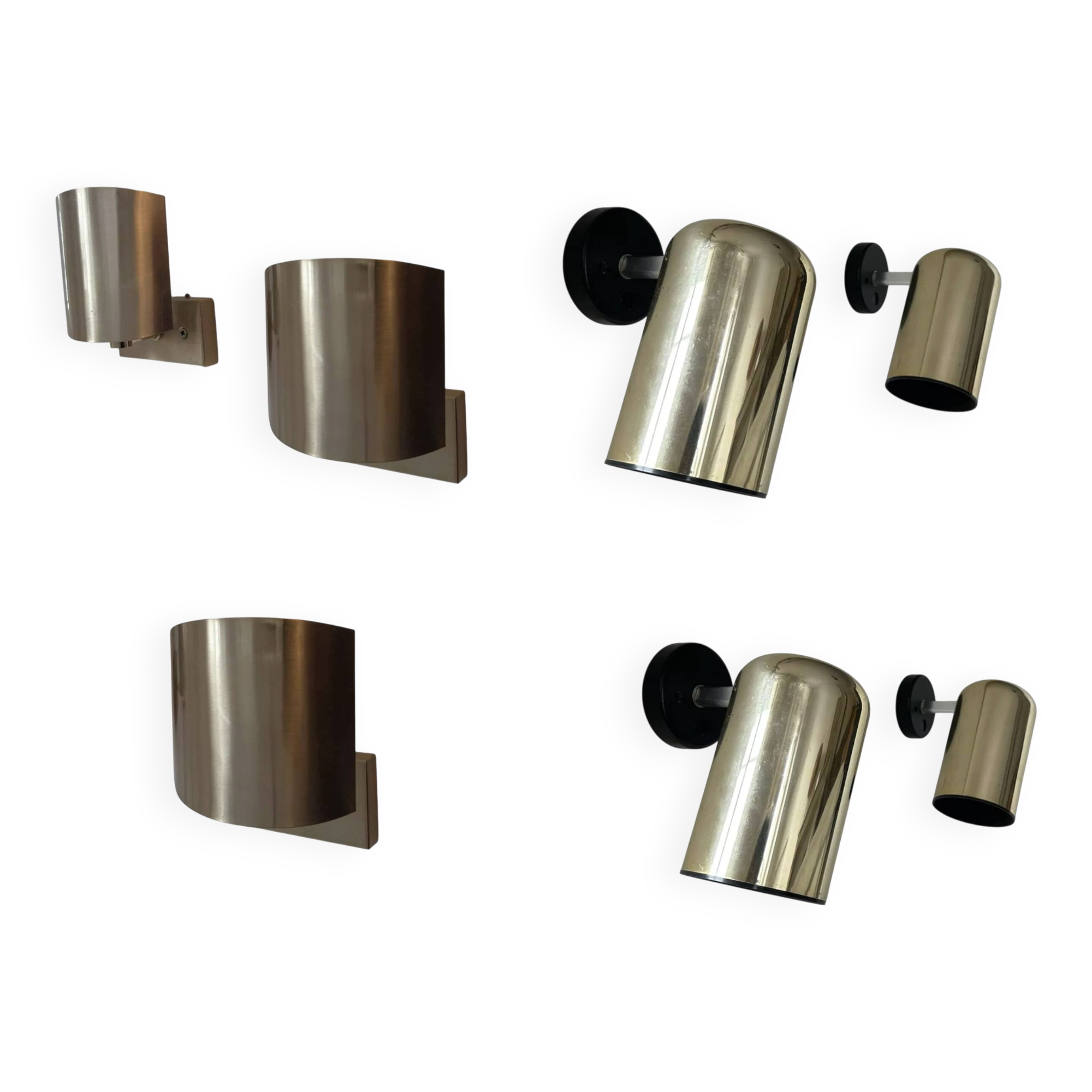 Set of 7 brass wall lights
