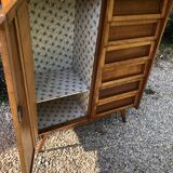 Wooden and rattan chest of drawers