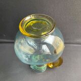 Glassware-crystallery of Portieux - 1 broc and 2 glasses - Napoleon III - Colored blown glass - G