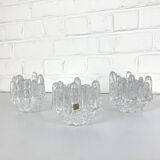 Sunflower Glass Candle Holders, Göran Wärff for Kosta Boda, Sweden, 1970s, Set of 3