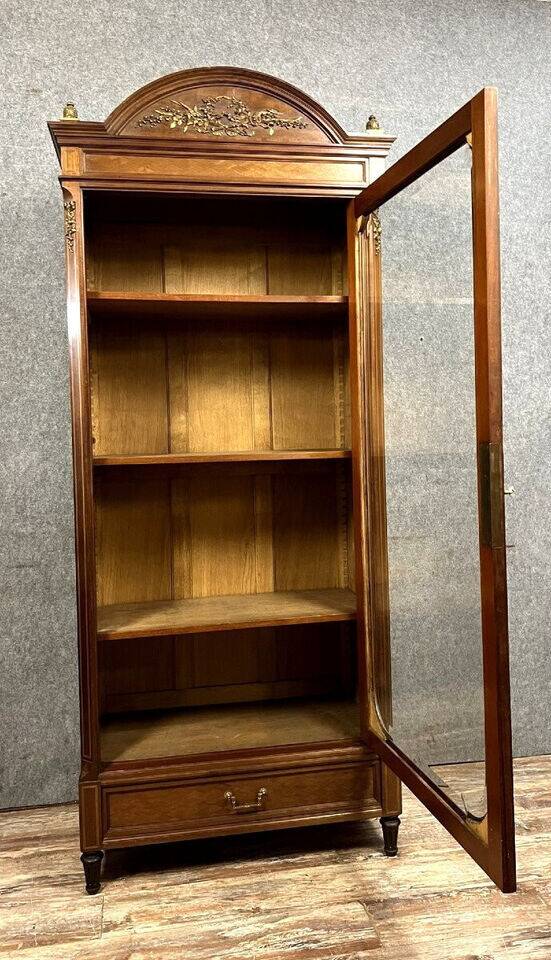 Parisian library in Louis XVI style in marquetry and gilded bronzes circa 1850