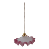 Serrated pendant lamp in pink glass 50s-60s