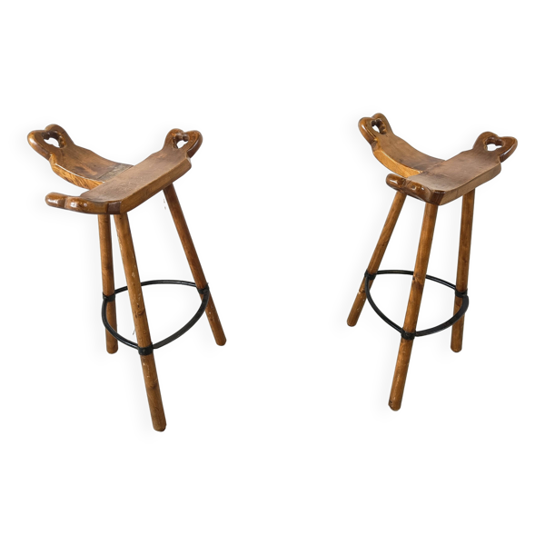 Tabourets de bar brutalistes du milieu du siècle - lot de 2, 1960