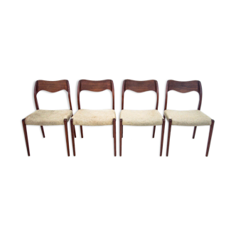 Quatre chaises, Niels O. Møller, Danemark, années 1960
