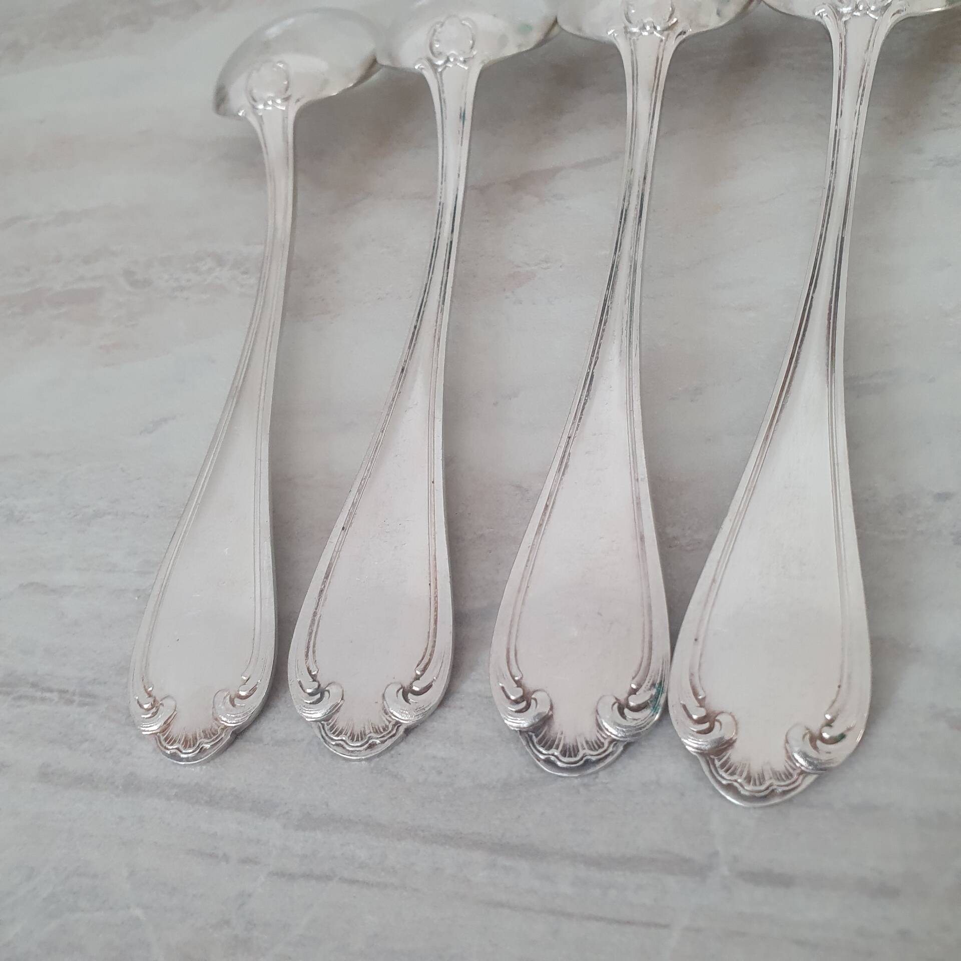 Large silver-plated metal spoon (silver hallmark) Louis XV style