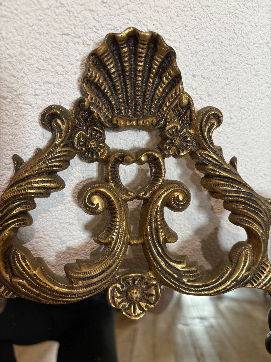 Triptyque Miroir Baroque/Rococo en laiton Doré, vers 1950 -M