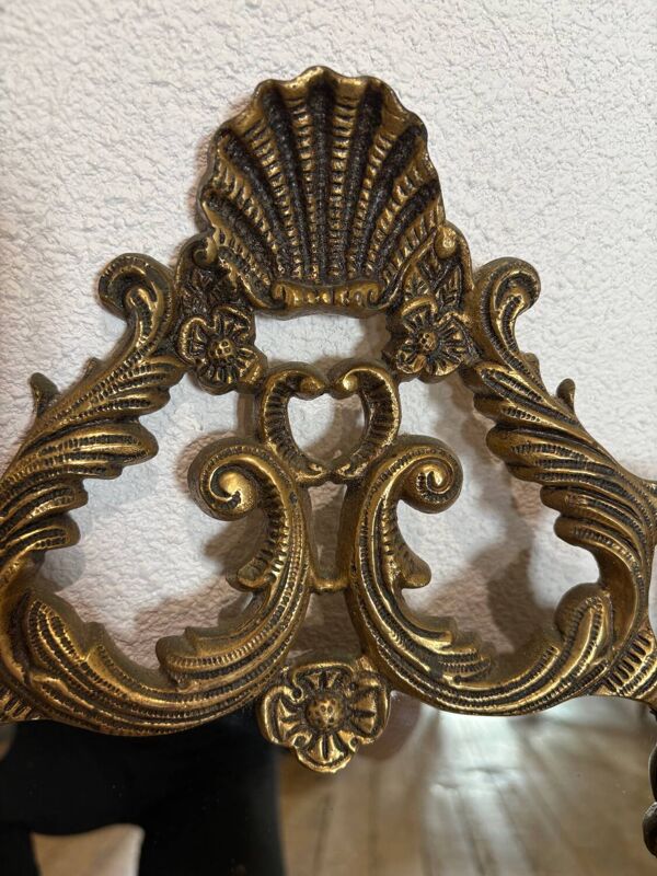 Triptyque Miroir Baroque/Rococo en laiton Doré, vers 1950 -M