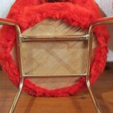 Pair of vintage cocktail chairs, red fur