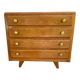 Oak art deco chest of drawers, compass legs