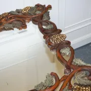 Vintage Black Heavily Carved Wooden Forest Wall Mirror