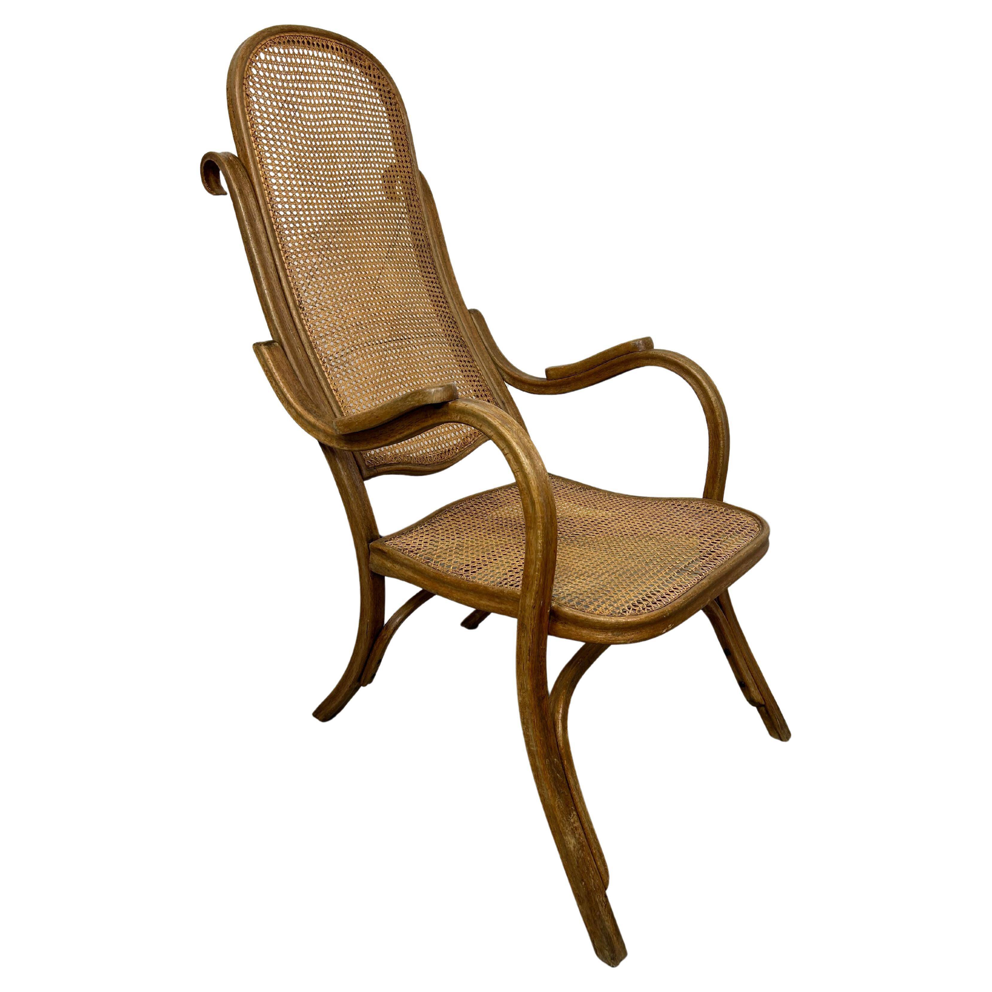 Fauteuil facile n°1 avec siège en rotin par Thonet