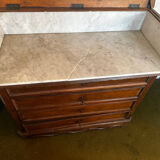 19th-century walnut and marble toilet commode in Louis Philippe style