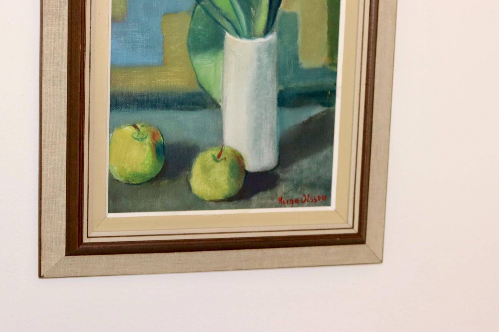 1970's Large Swedish Mid-Century Oil On Board Painting" Still life Tulips " by Hugo Olsson