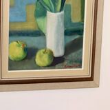 1970's Large Swedish Mid-Century Oil On Board Painting" Still life Tulips " by Hugo Olsson