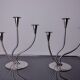 Pair of art deco candlesticks in stainless steel 3 flames, Spain, 1970