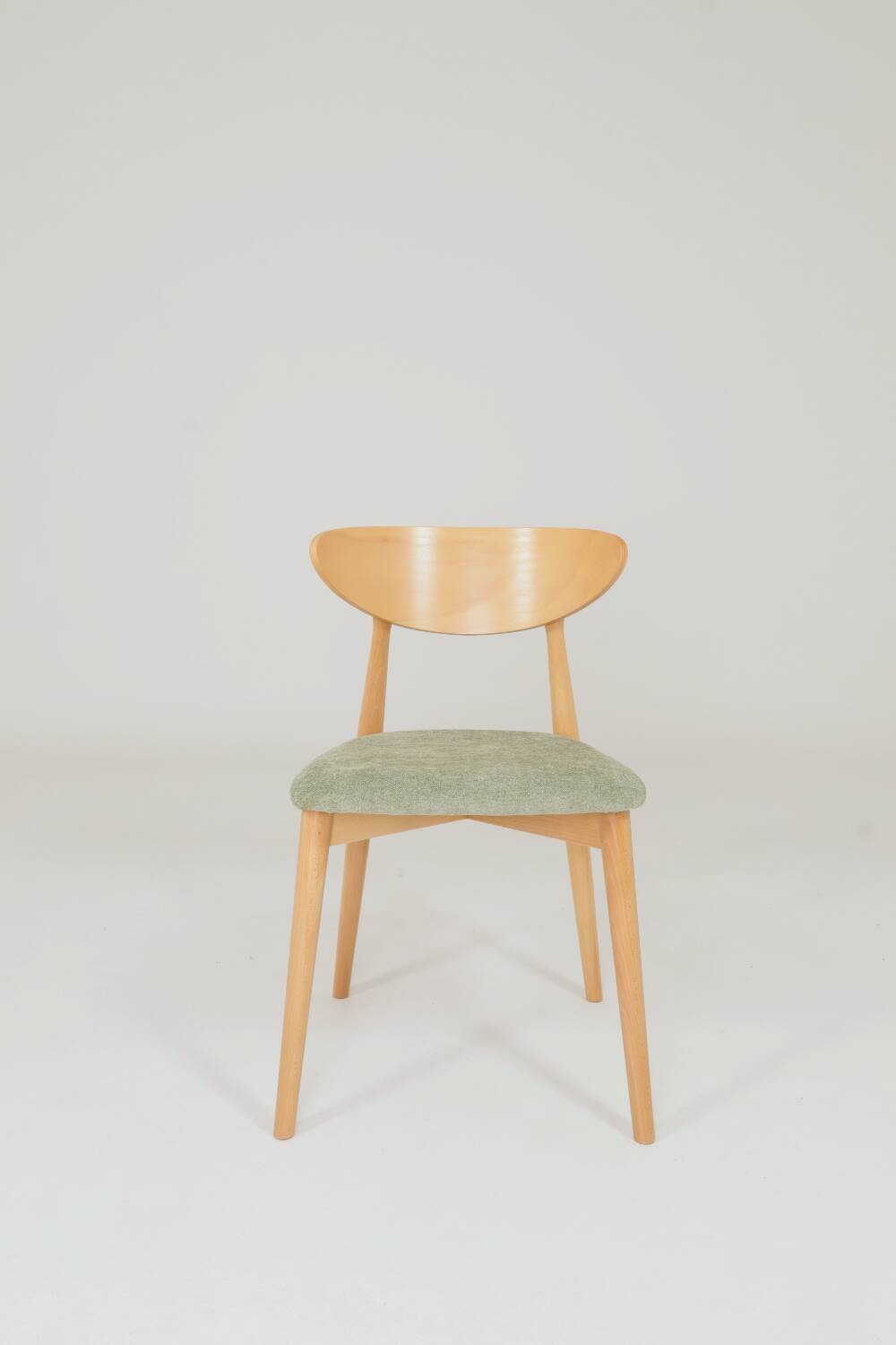 Ensemble de 6 chaises de salle à manger modernes, tissu sauge et bois de hêtre naturel