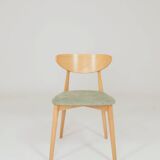 Ensemble de 6 chaises de salle à manger modernes, tissu sauge et bois de hêtre naturel