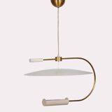 Metal pendant light produced by Lucien Gau, 1980