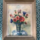 Tableau ancien à l'aquarelle signé de P Le Trividic, le bouquet