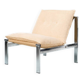 Beige armchair with chrome frame (1 of 2), Italy, 1980s