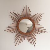 rattan sun mirror 70cm, 60s.