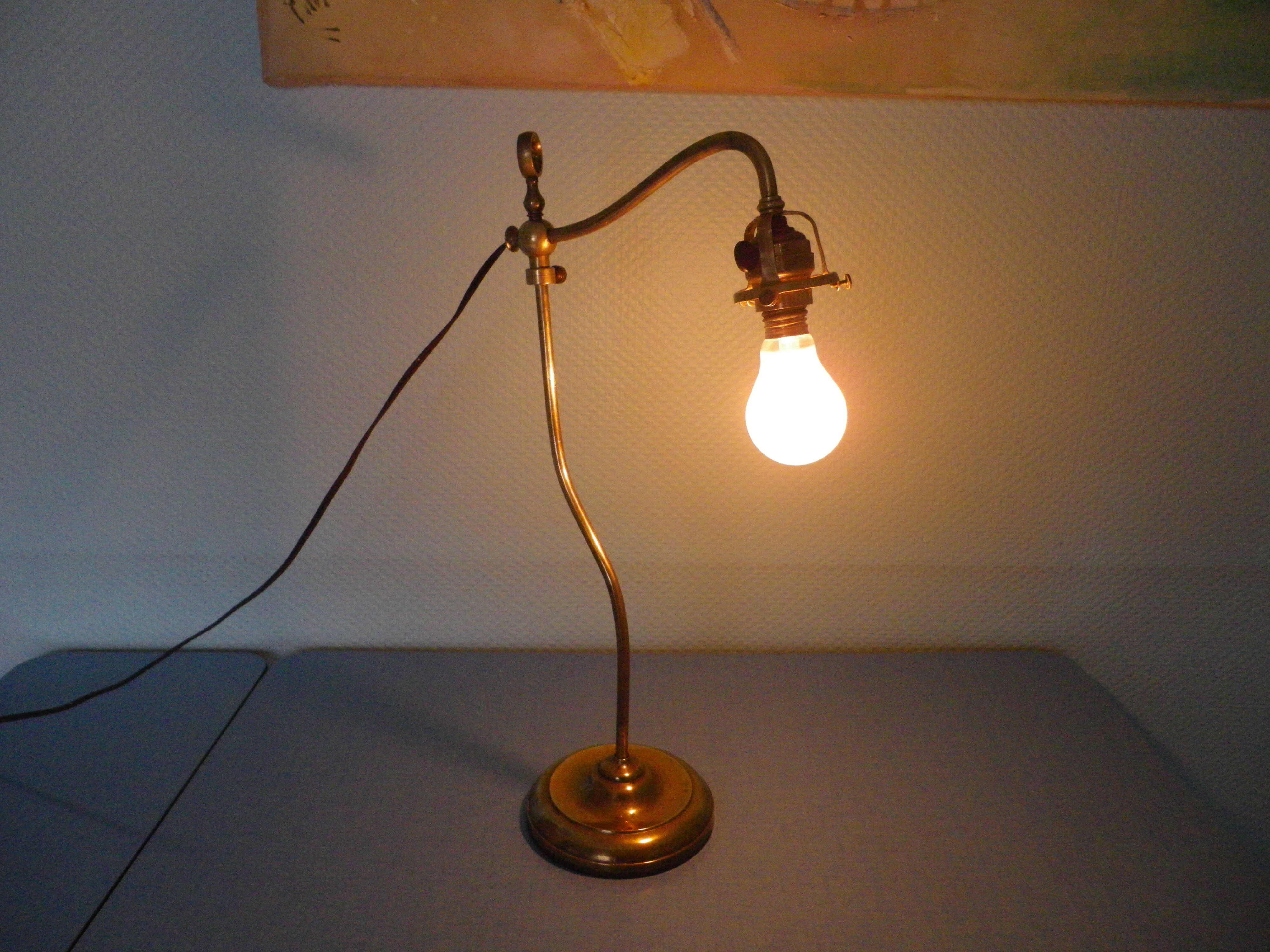 Fully brass lamp foot - Articulated arm - 1930s