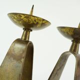 pair of mid century modern brass CANDLE HOLDERS from the 1950s / 60s
